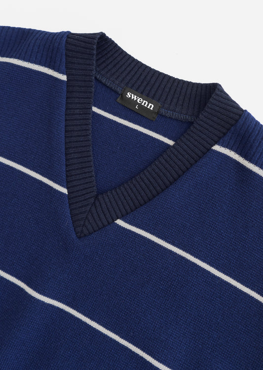 Crop V-neck vest sweater – stripy