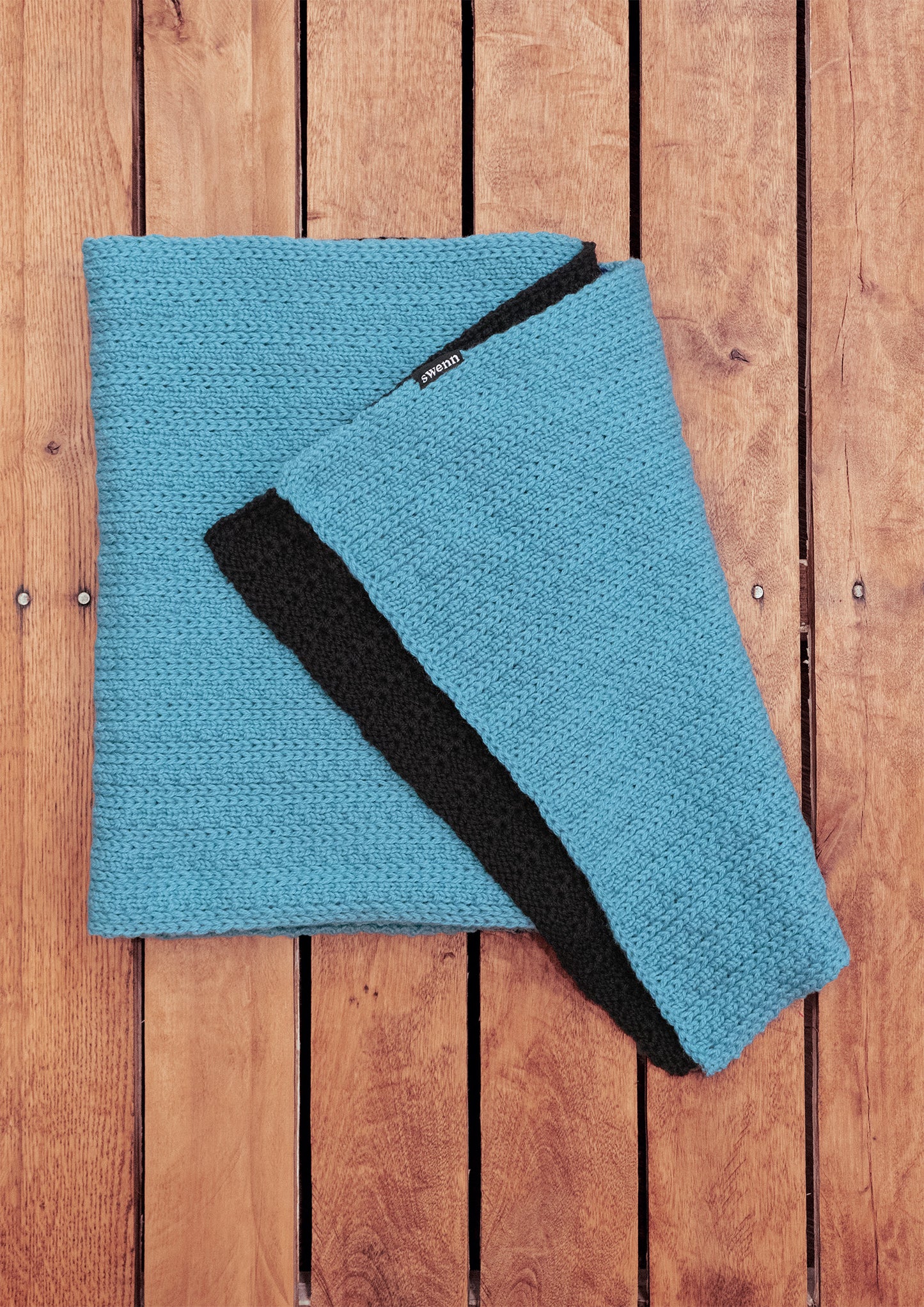 Grande écharpe pure laine - bleu givré