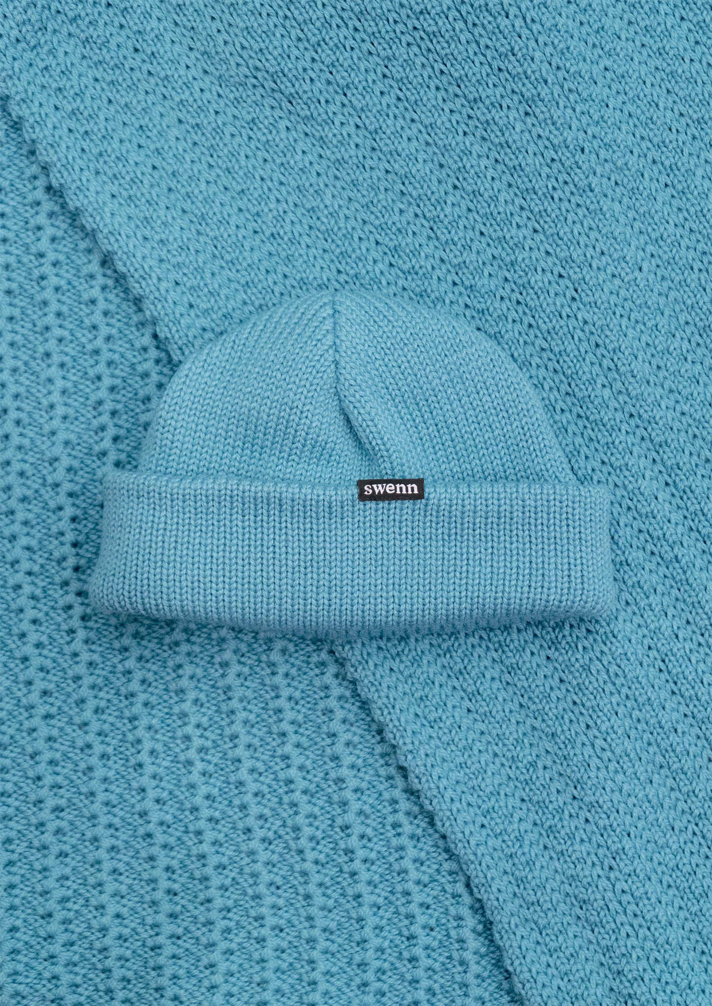 Grande écharpe pure laine - bleu givré