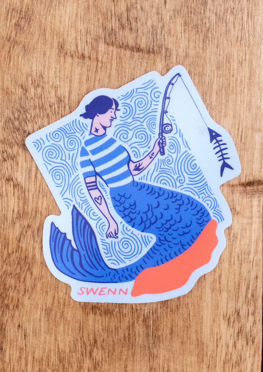 The Fishing Mermaid - sticker