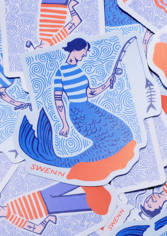 The Fishing Mermaid - sticker