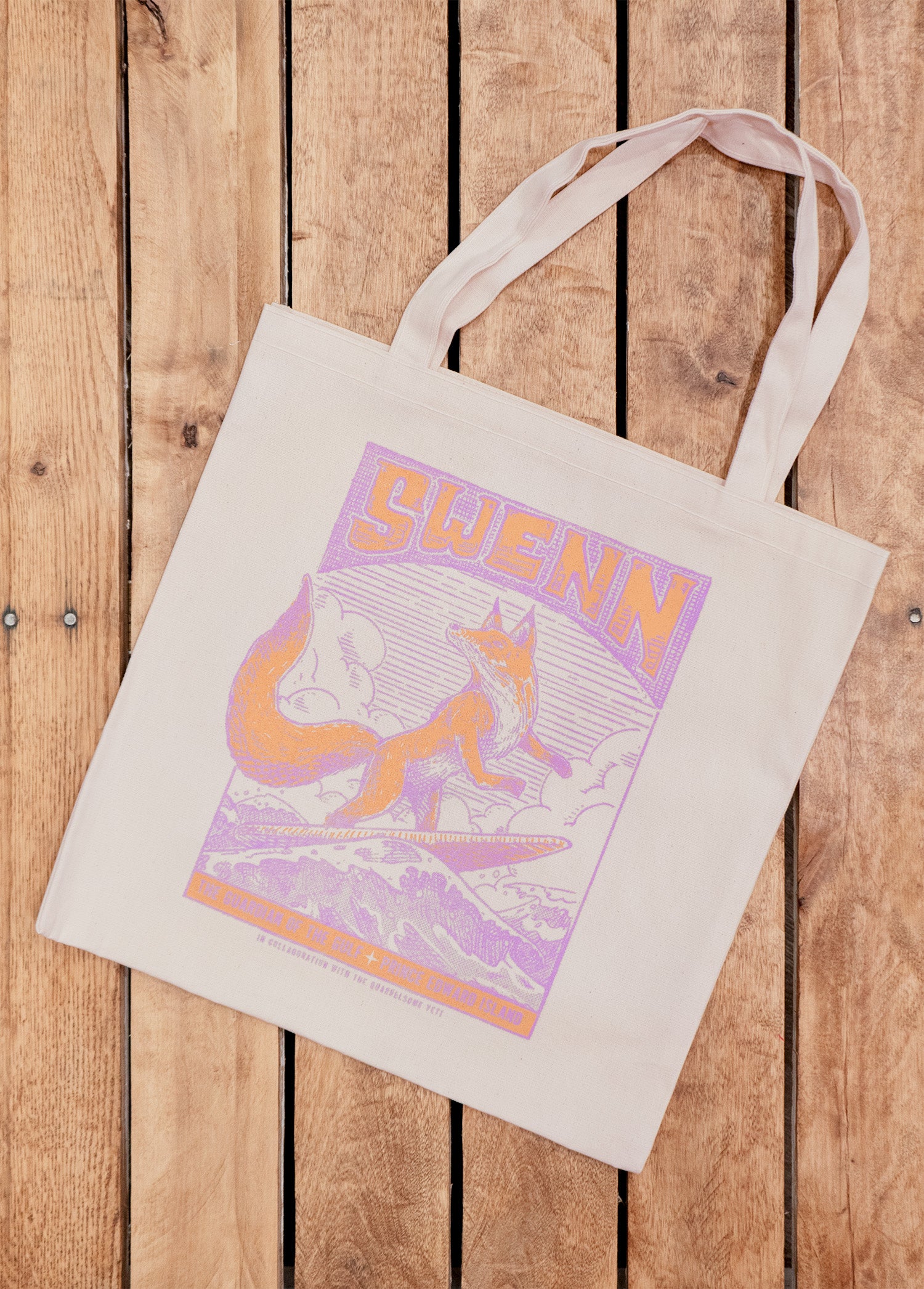 Reusable The Surfing Fox cotton totebag - SWENN