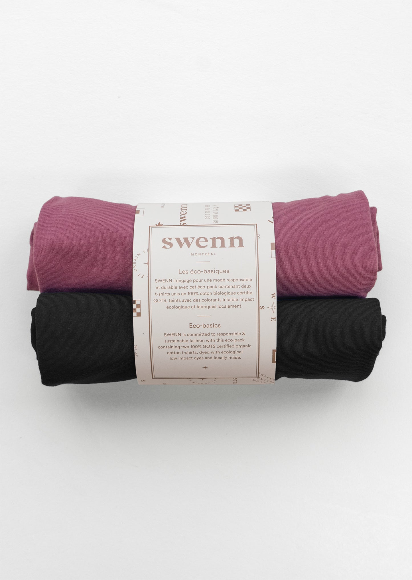 2 plain t-shirts - berry and black