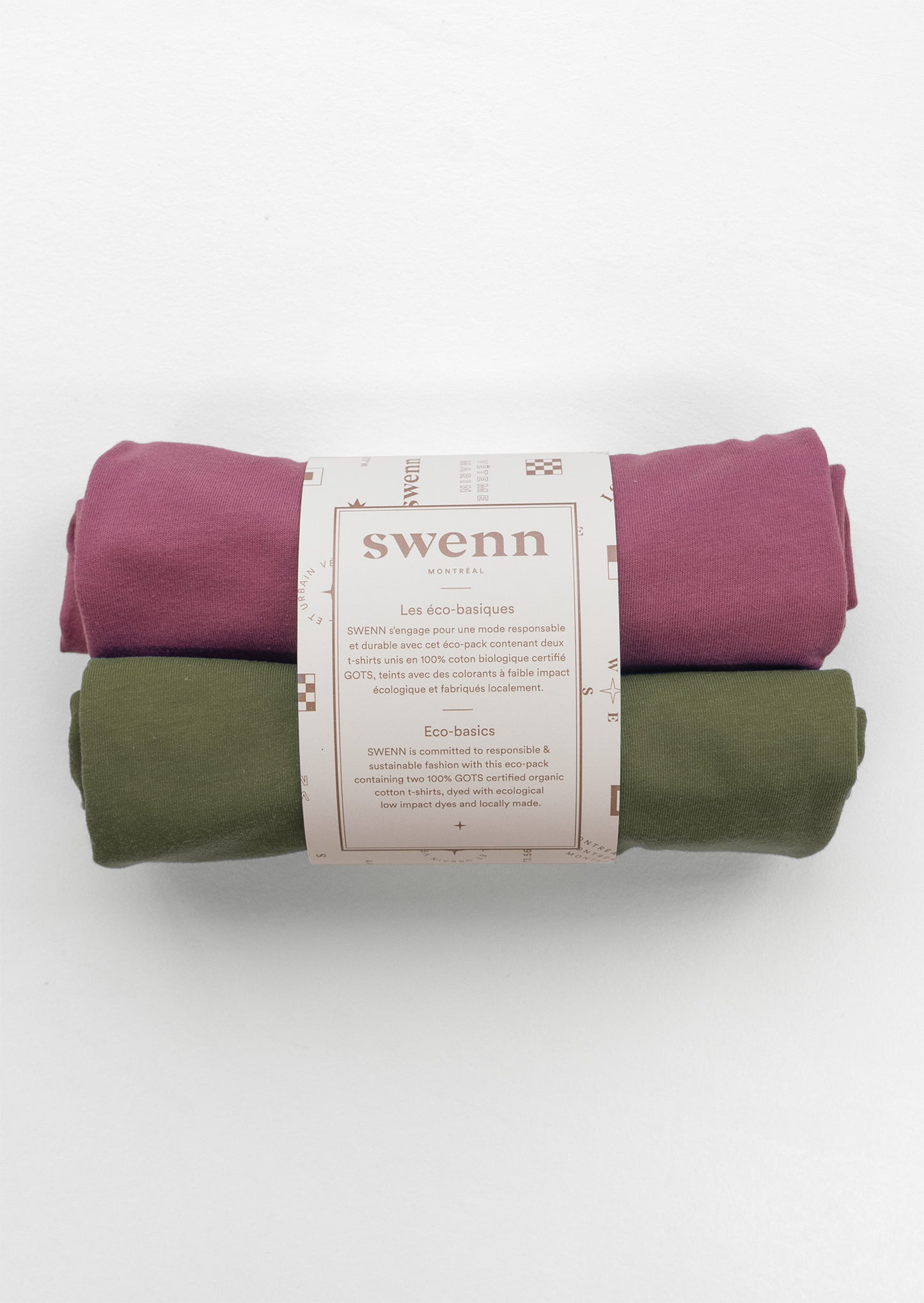 2 plain t-shirts - berry and khaki