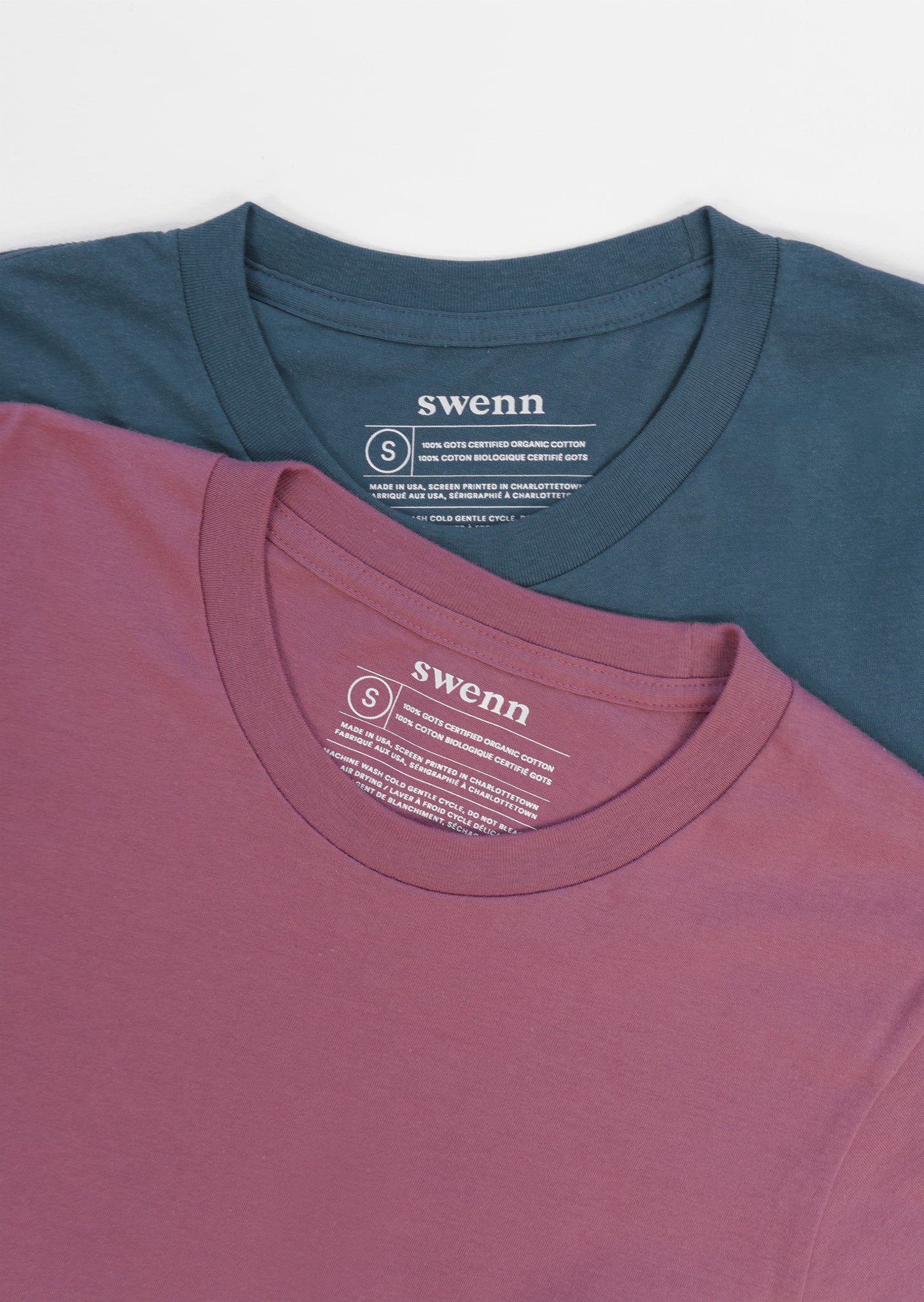 2 plain t-shirts - berry and pacific blue
