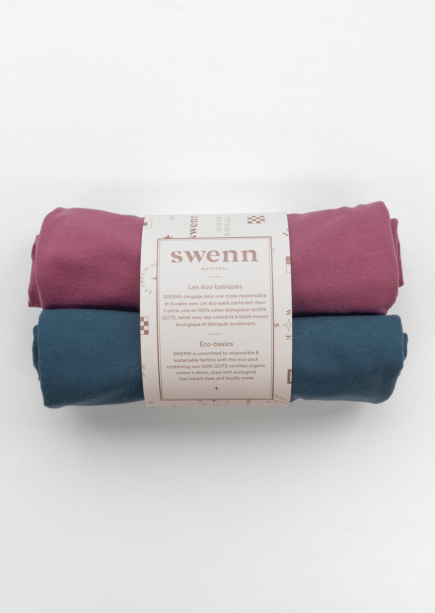 2 plain t-shirts - berry and pacific blue