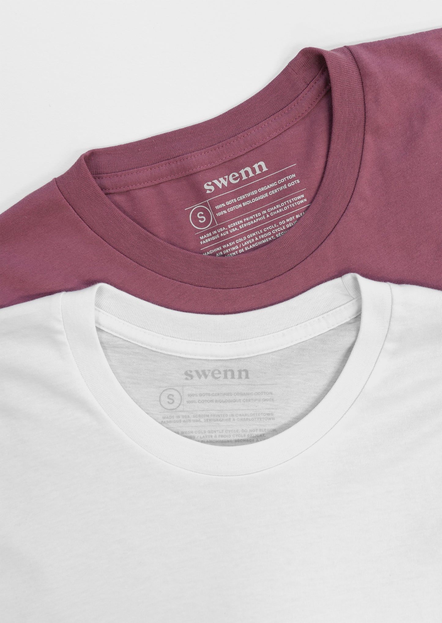 2 plain t-shirts - berry and white