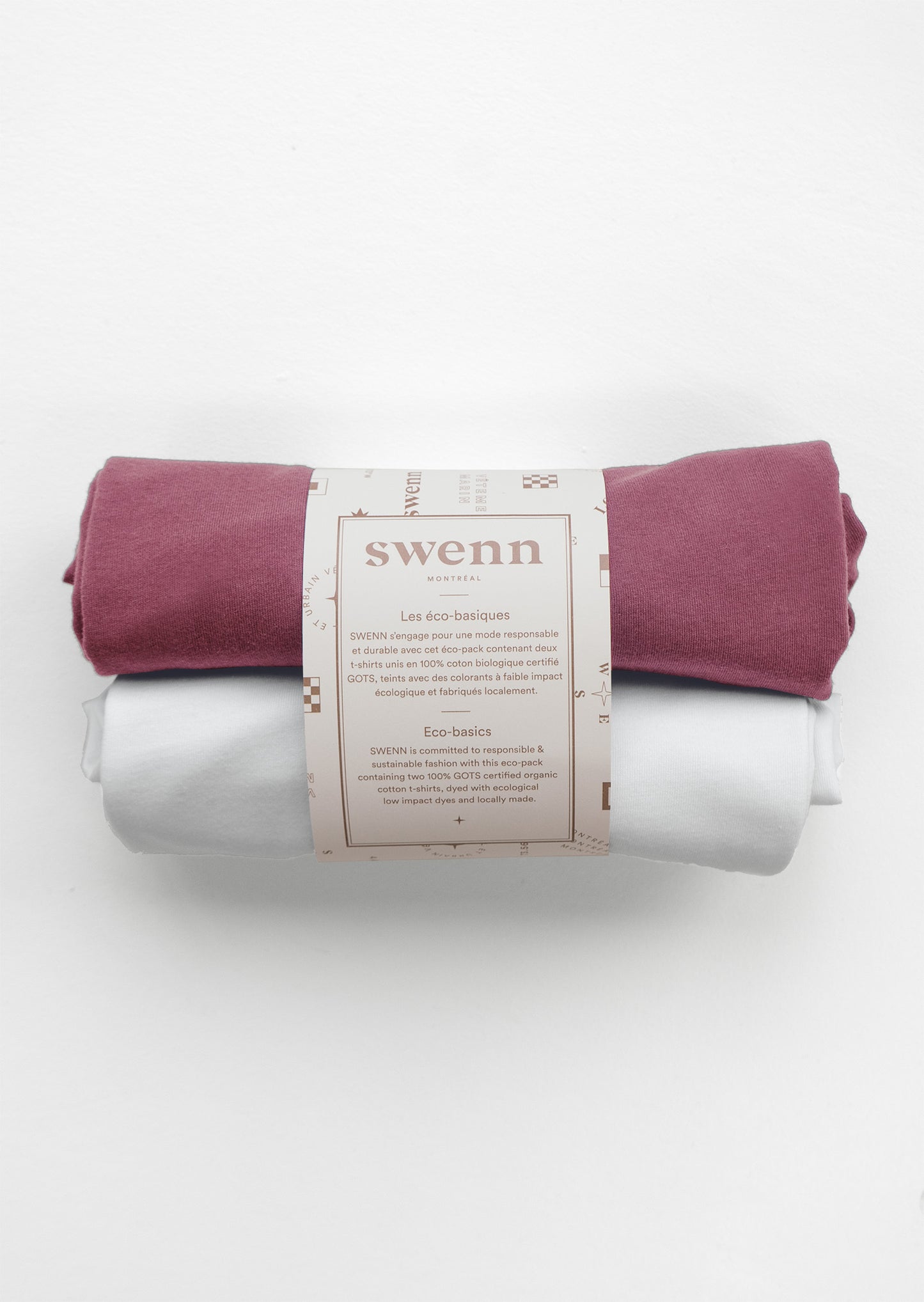 2 plain t-shirts - berry and white