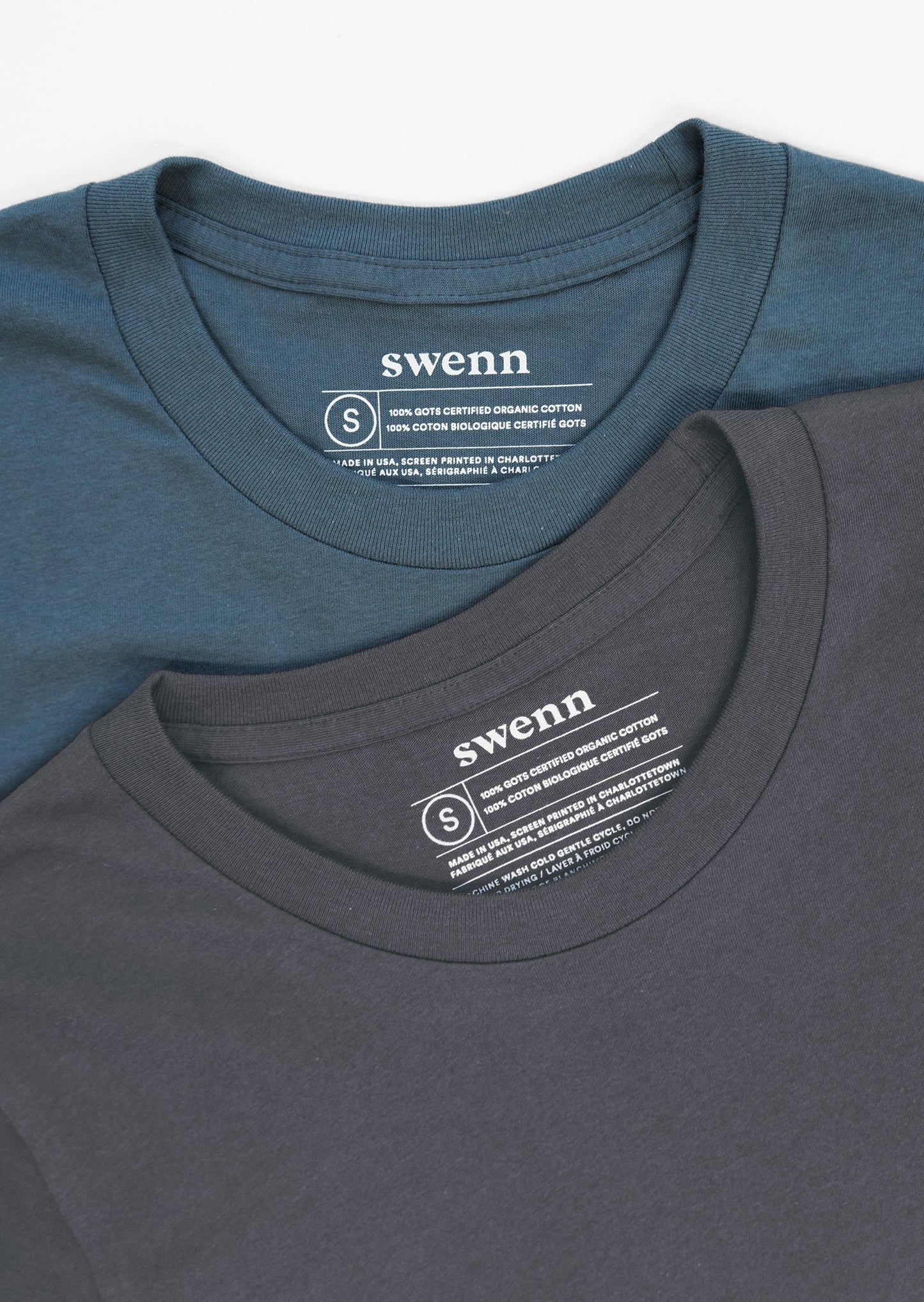 2 plain t-shirts - charcoal and pacific blue
