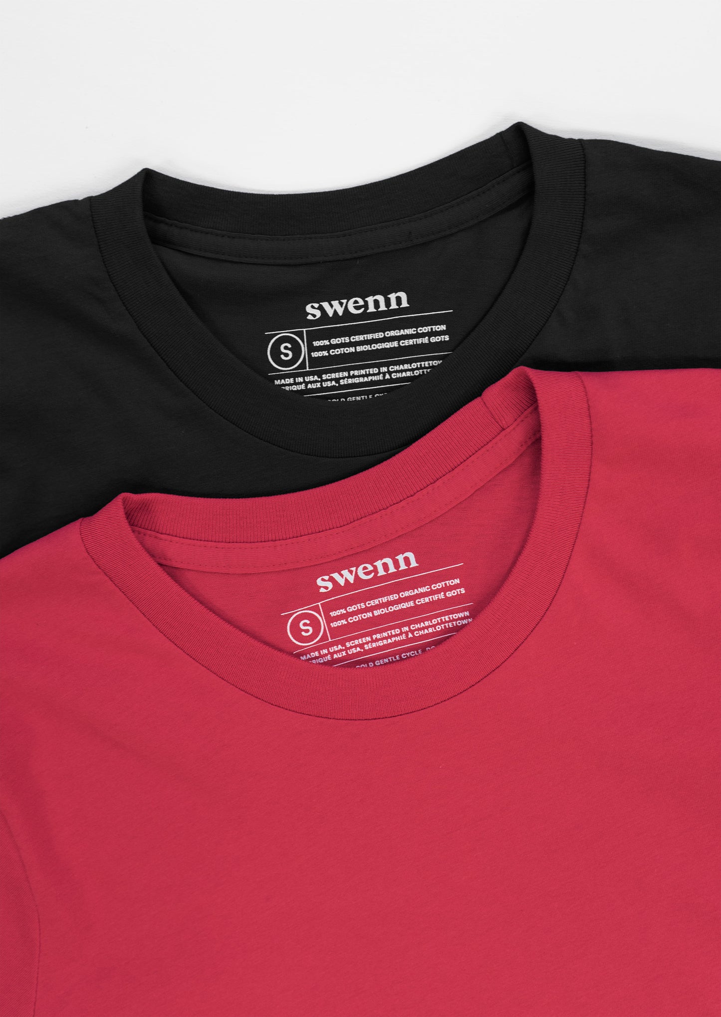 2 plain t-shirts - red and black