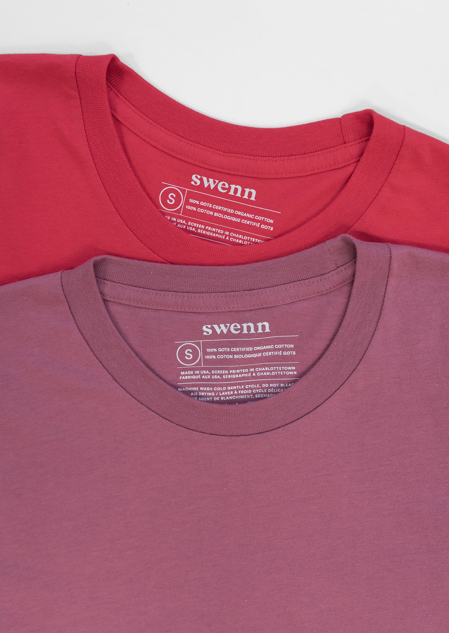 2 plain t-shirts - red and berry