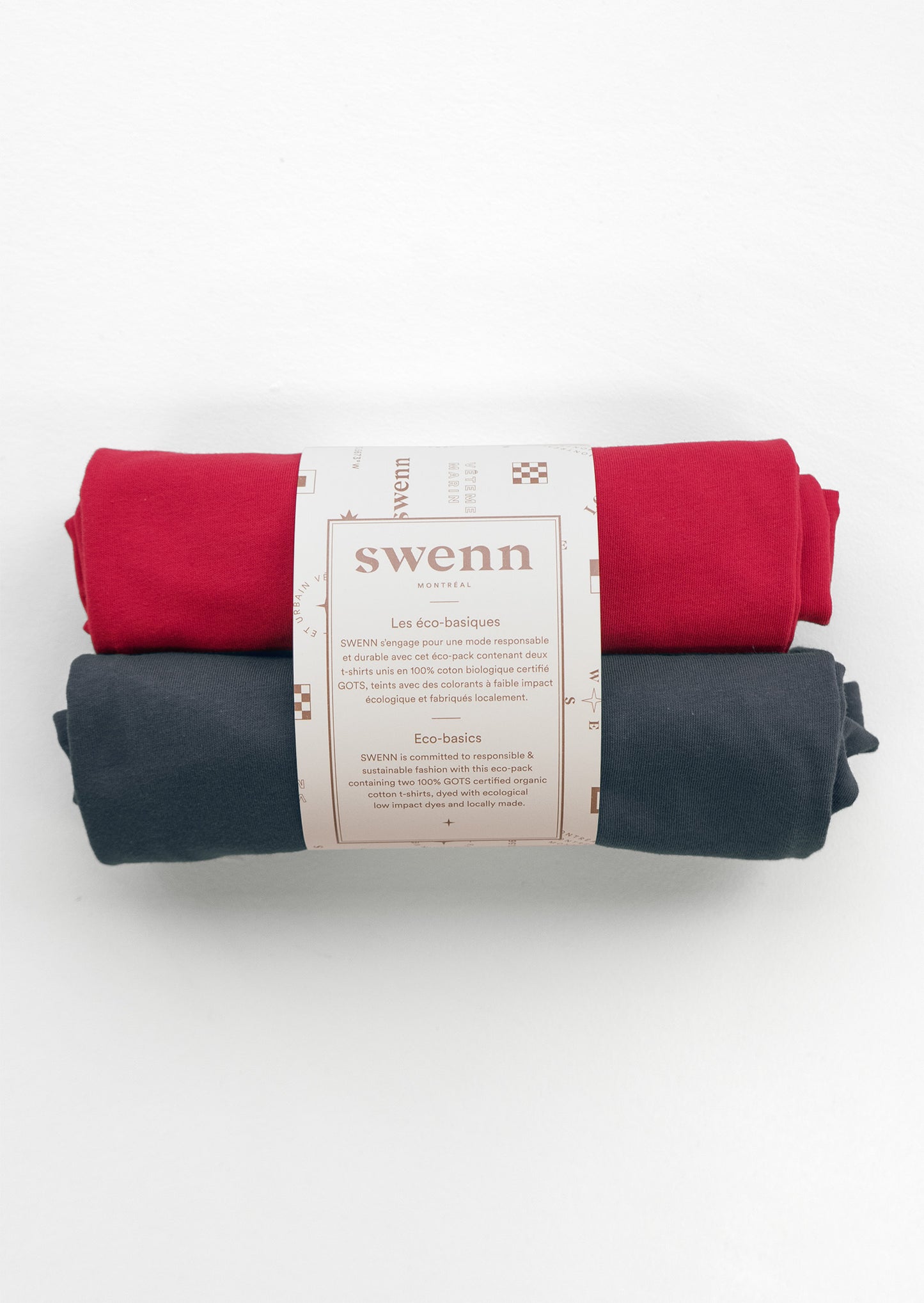 2 t-shirts unis - rouge et gris foncé