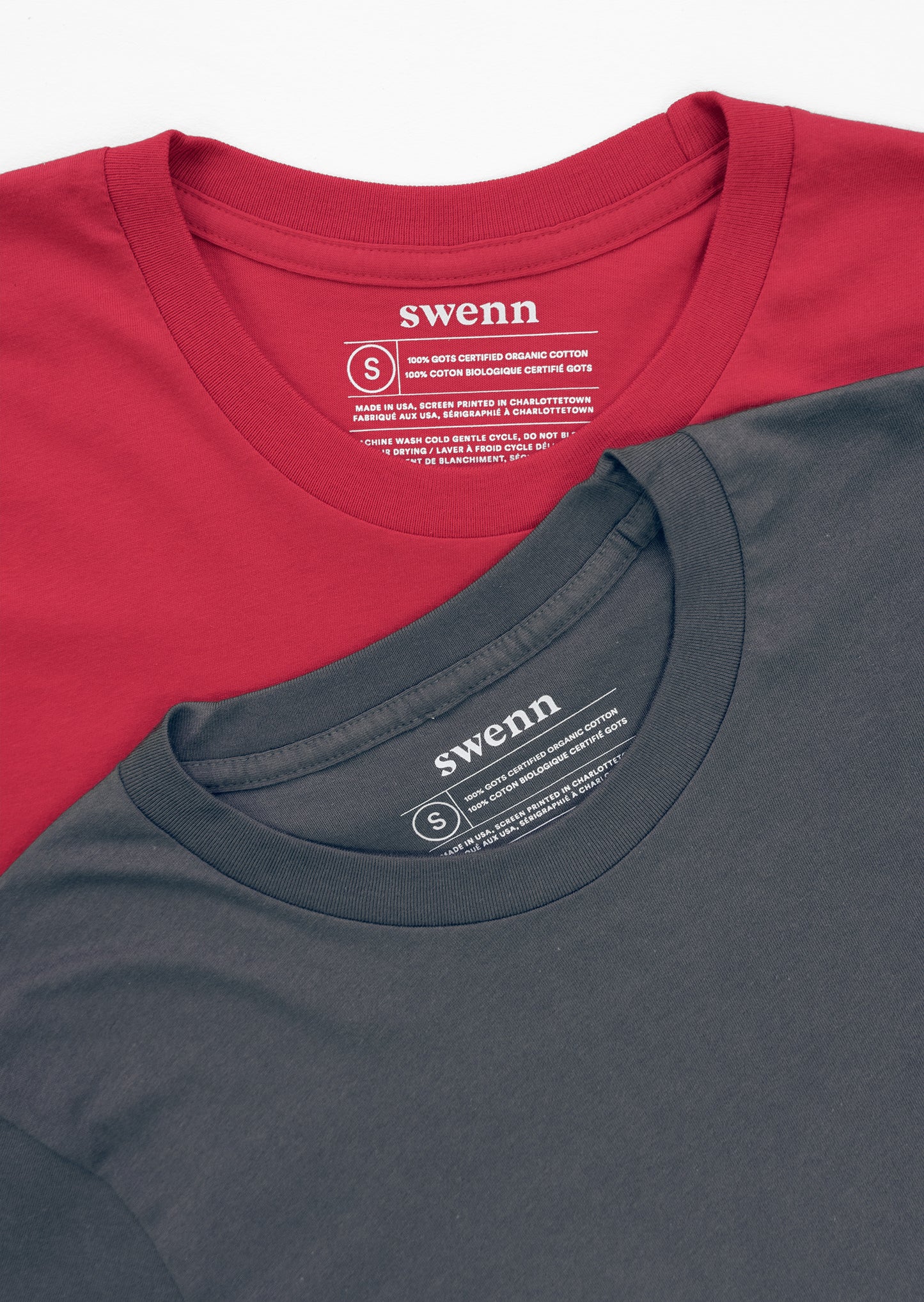 2 t-shirts unis - rouge et gris foncé