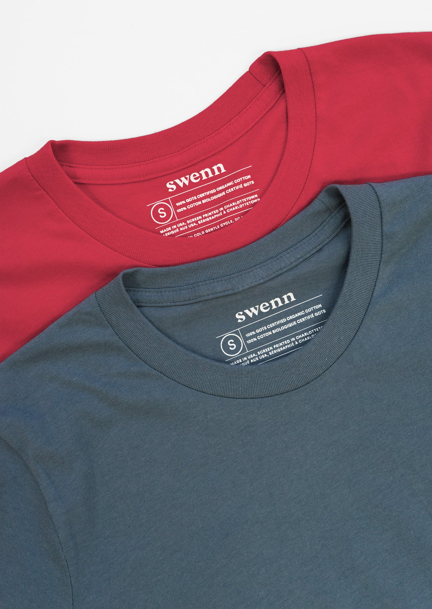 2 plain t-shirts - red and navy