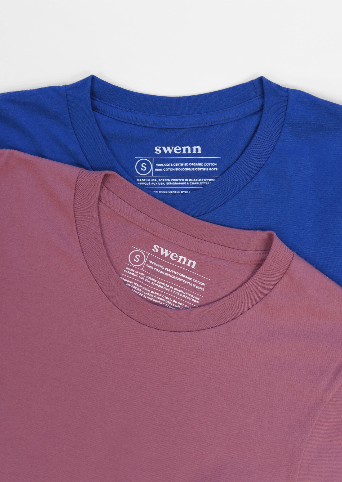 2 plain t-shirts - royal blue and berry