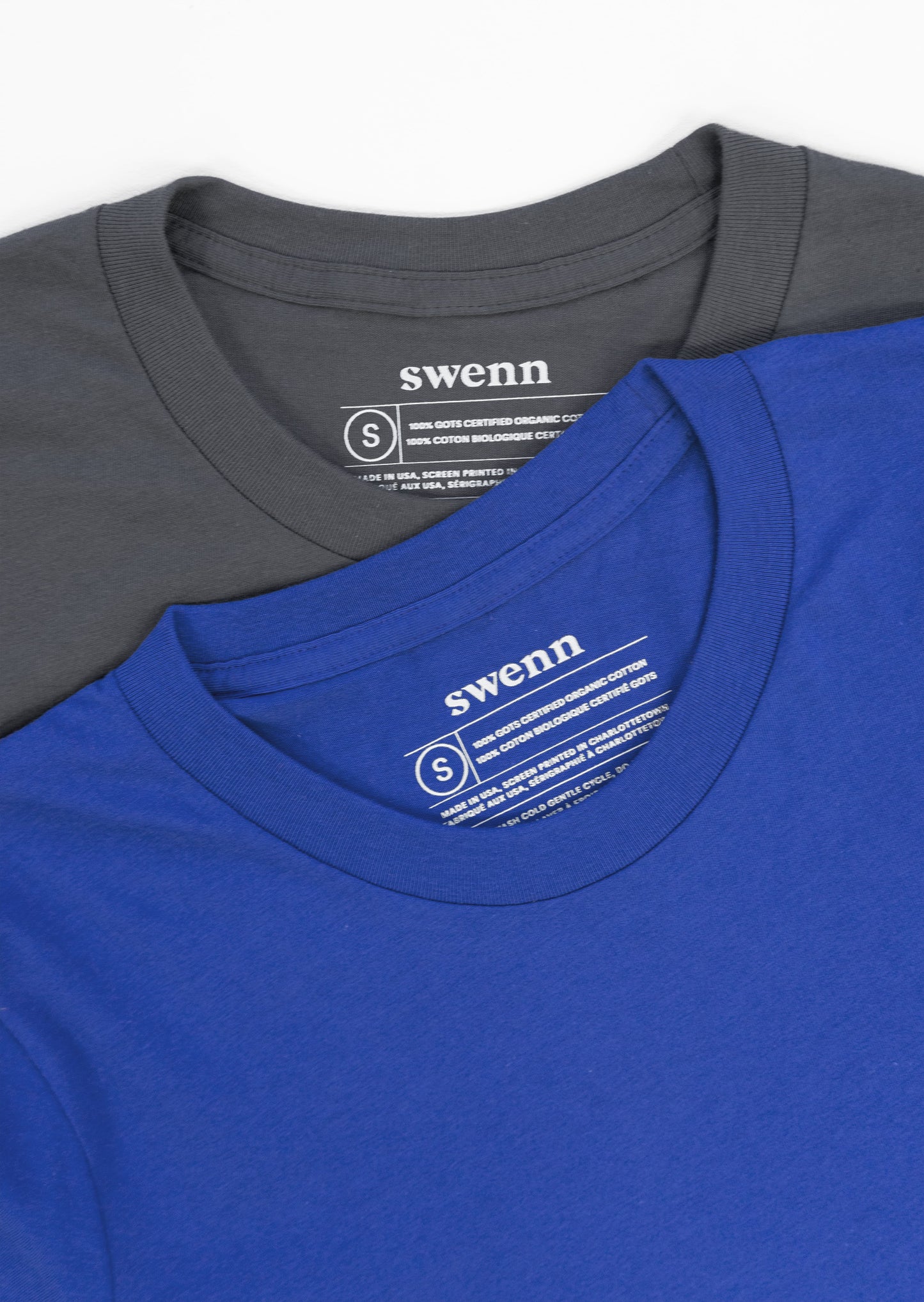 2 plain t-shirts - charcoal and royal blue