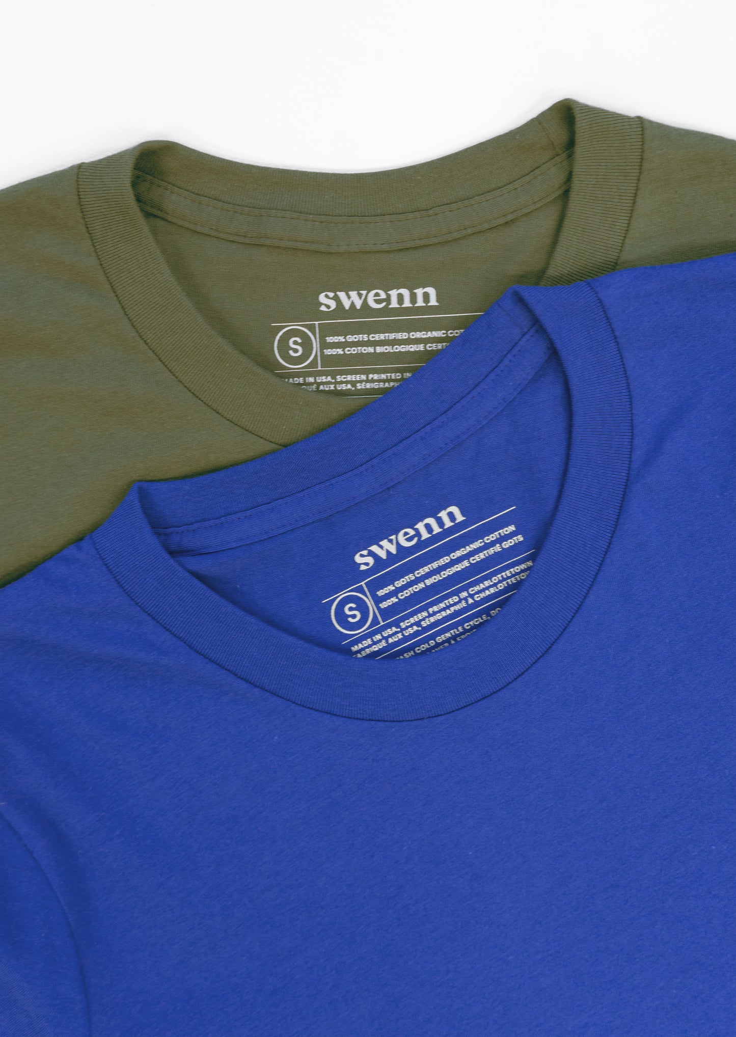 2 t-shirts unis - bleu royal et kaki
