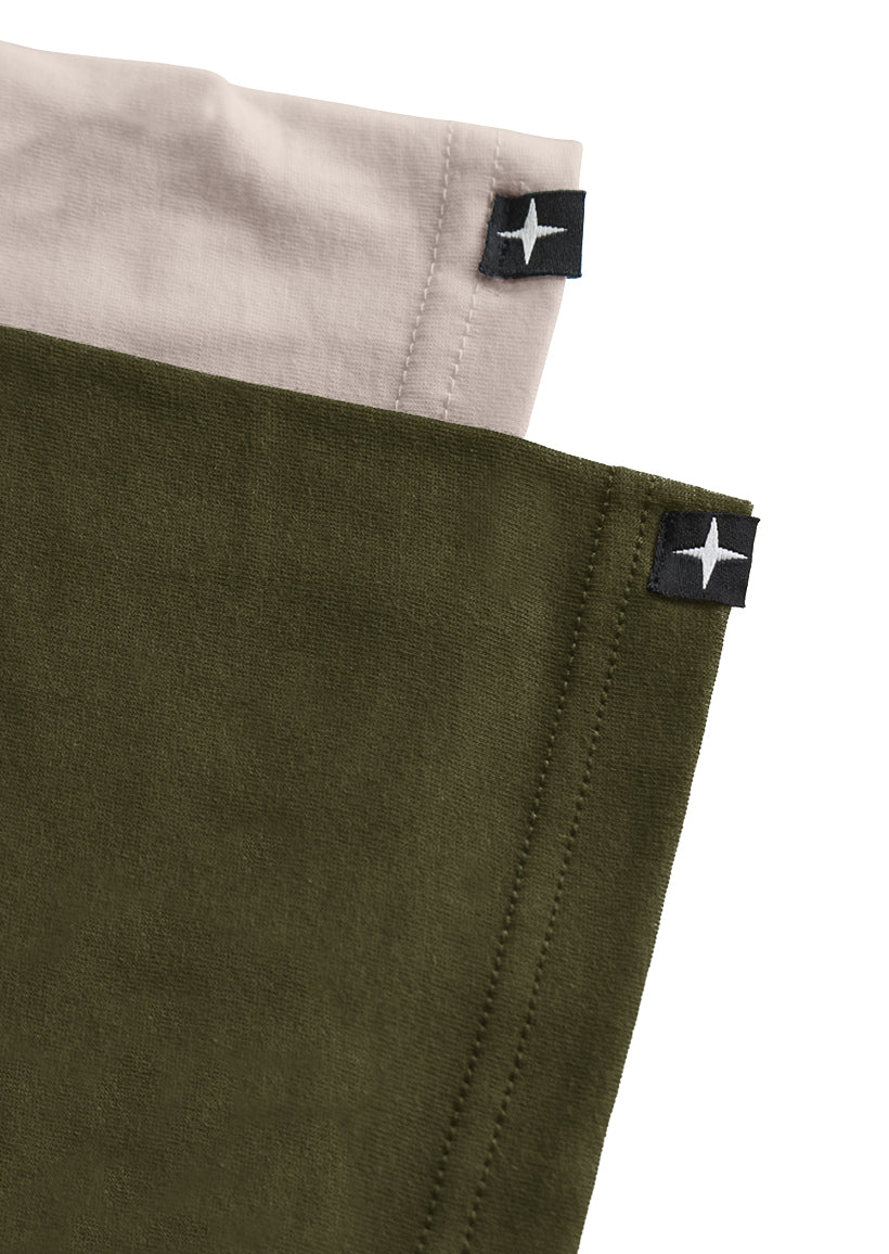 2 t-shirts unis - naturel et kaki