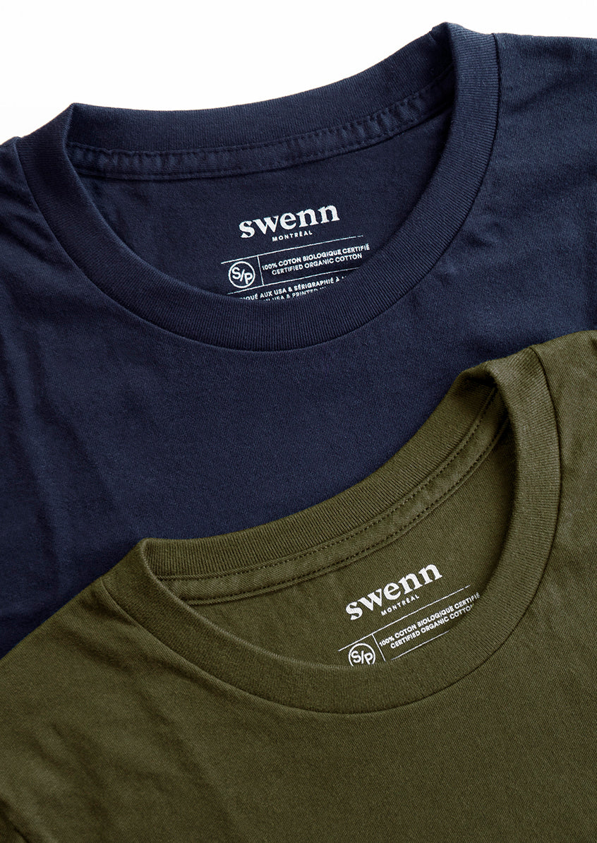 2 plain t-shirts - navy and khaki