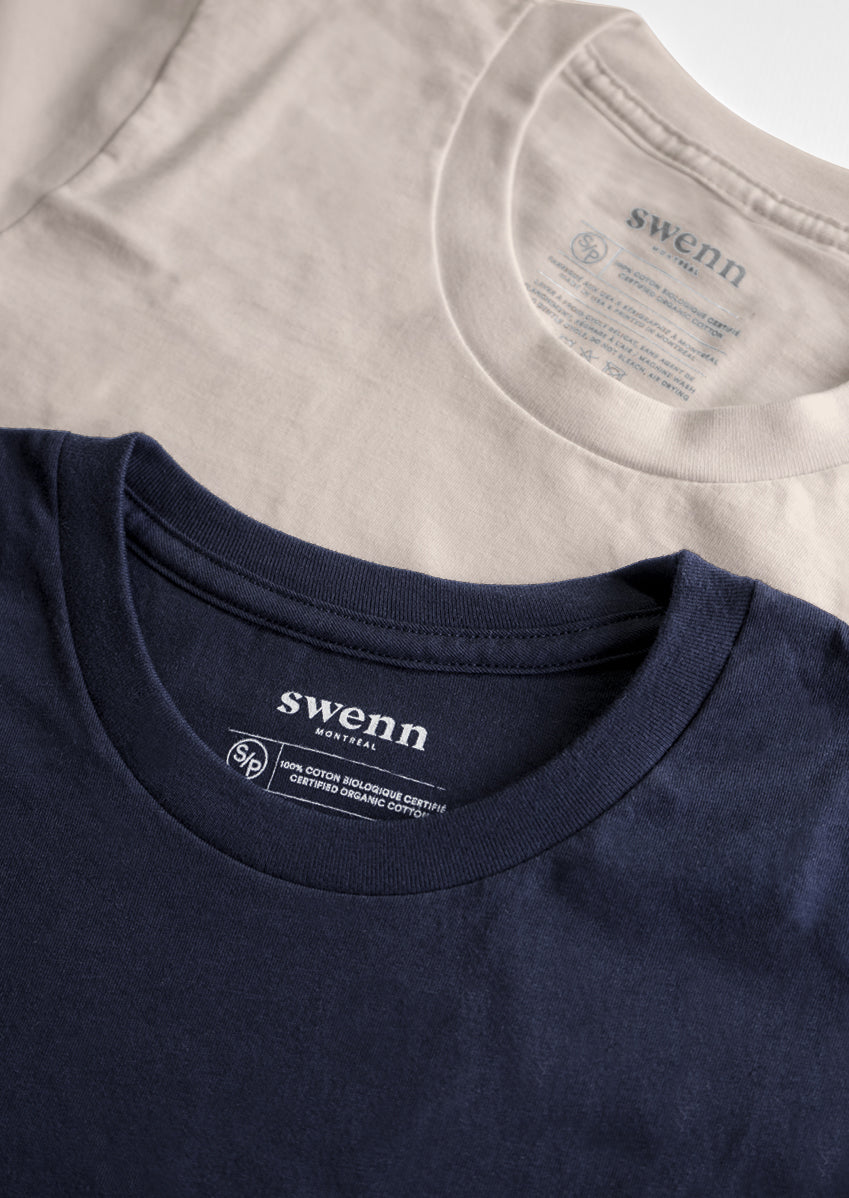 2 plain t-shirts - navy and natural