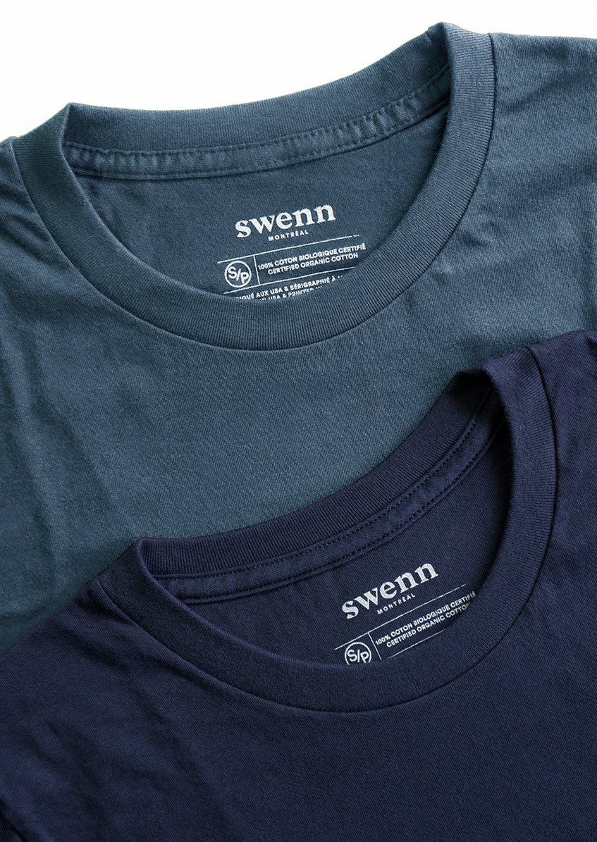 2 plain t-shirts - navy and pacific blue