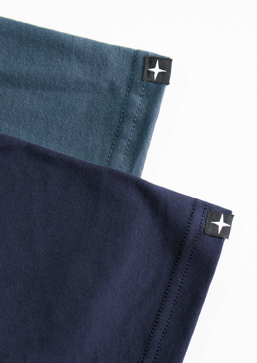 2 plain t-shirts - navy and pacific blue