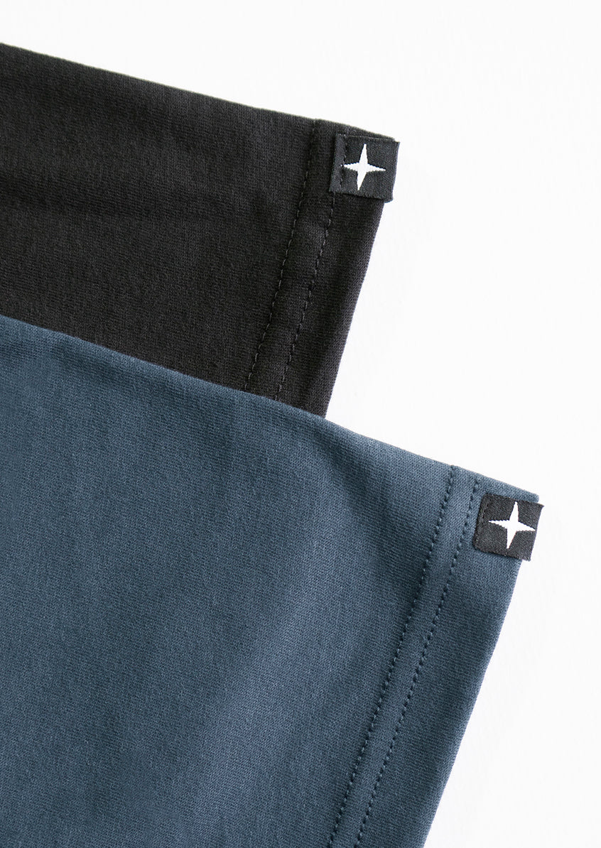 2 t-shirts unis - noir et bleu pacifique