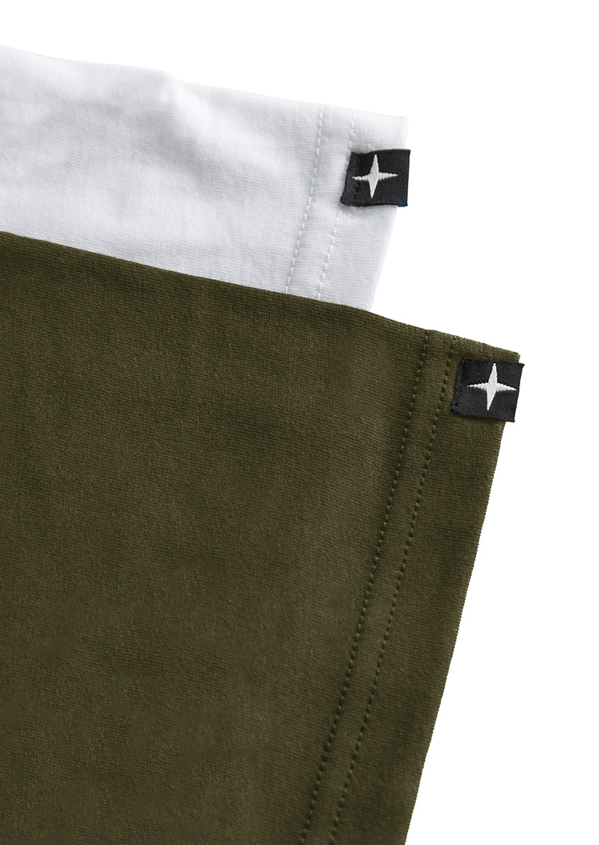 2 t-shirts unis - blanc et kaki