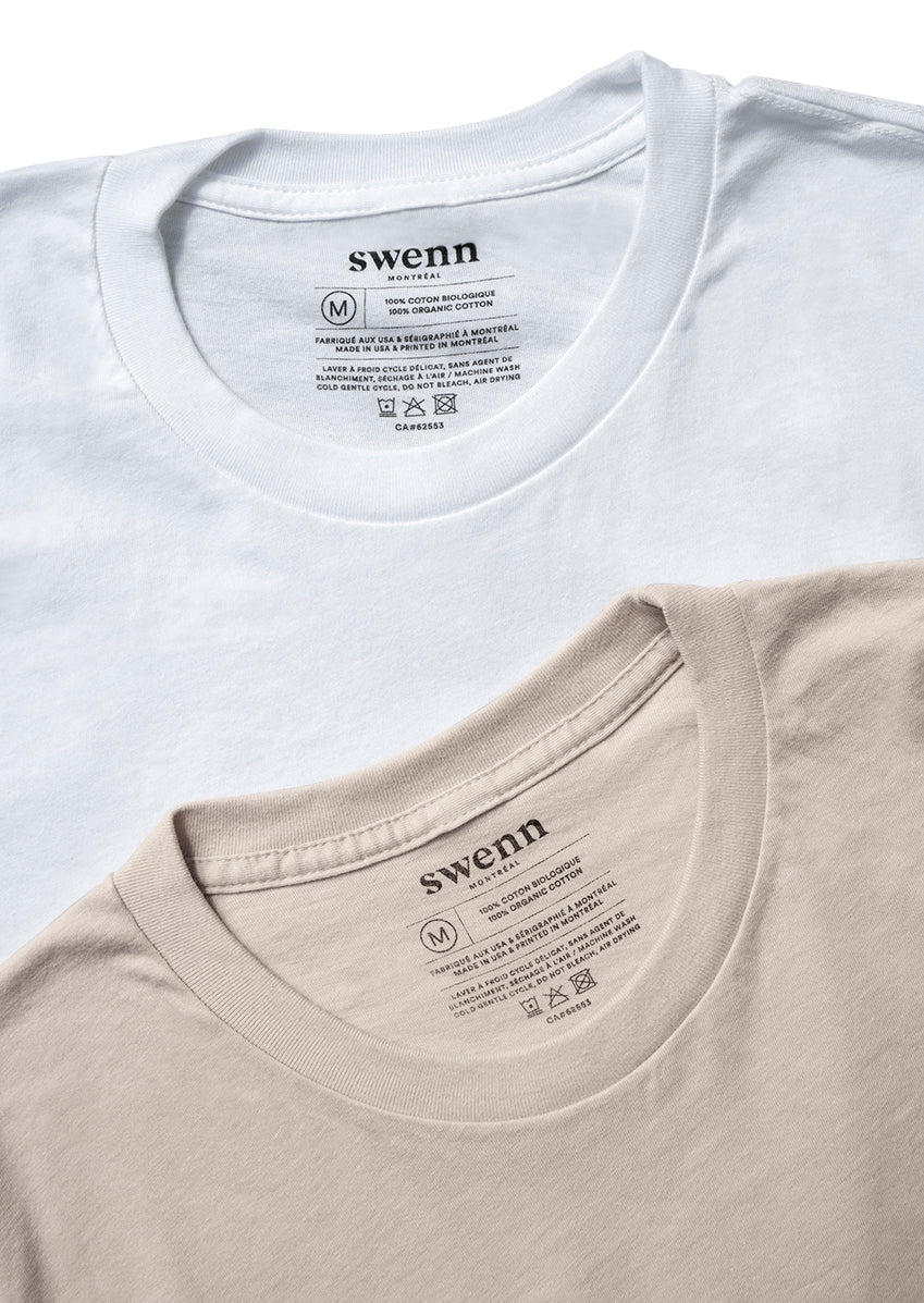 2 plain t-shirts - white and natural