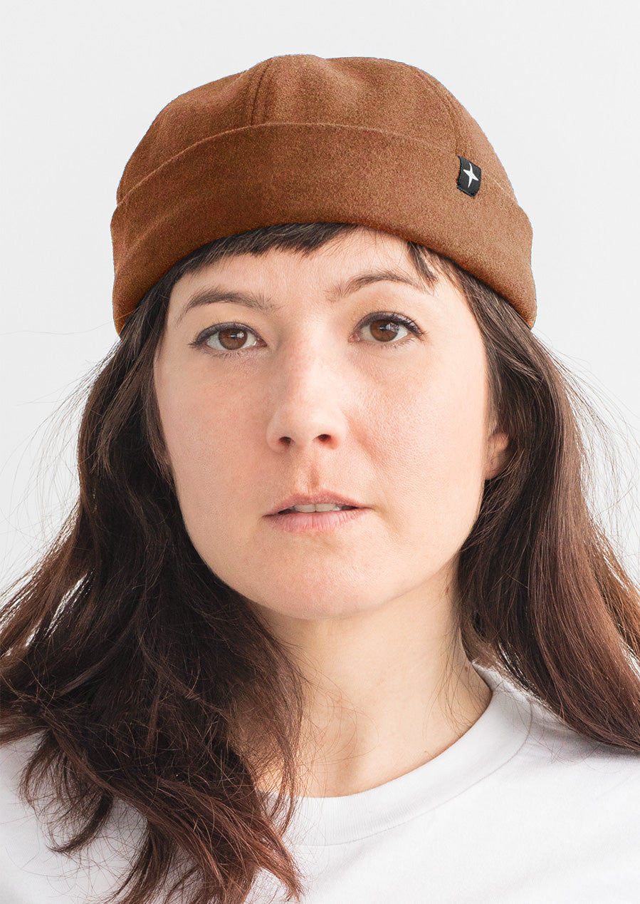 Woolen docker hat - cognac