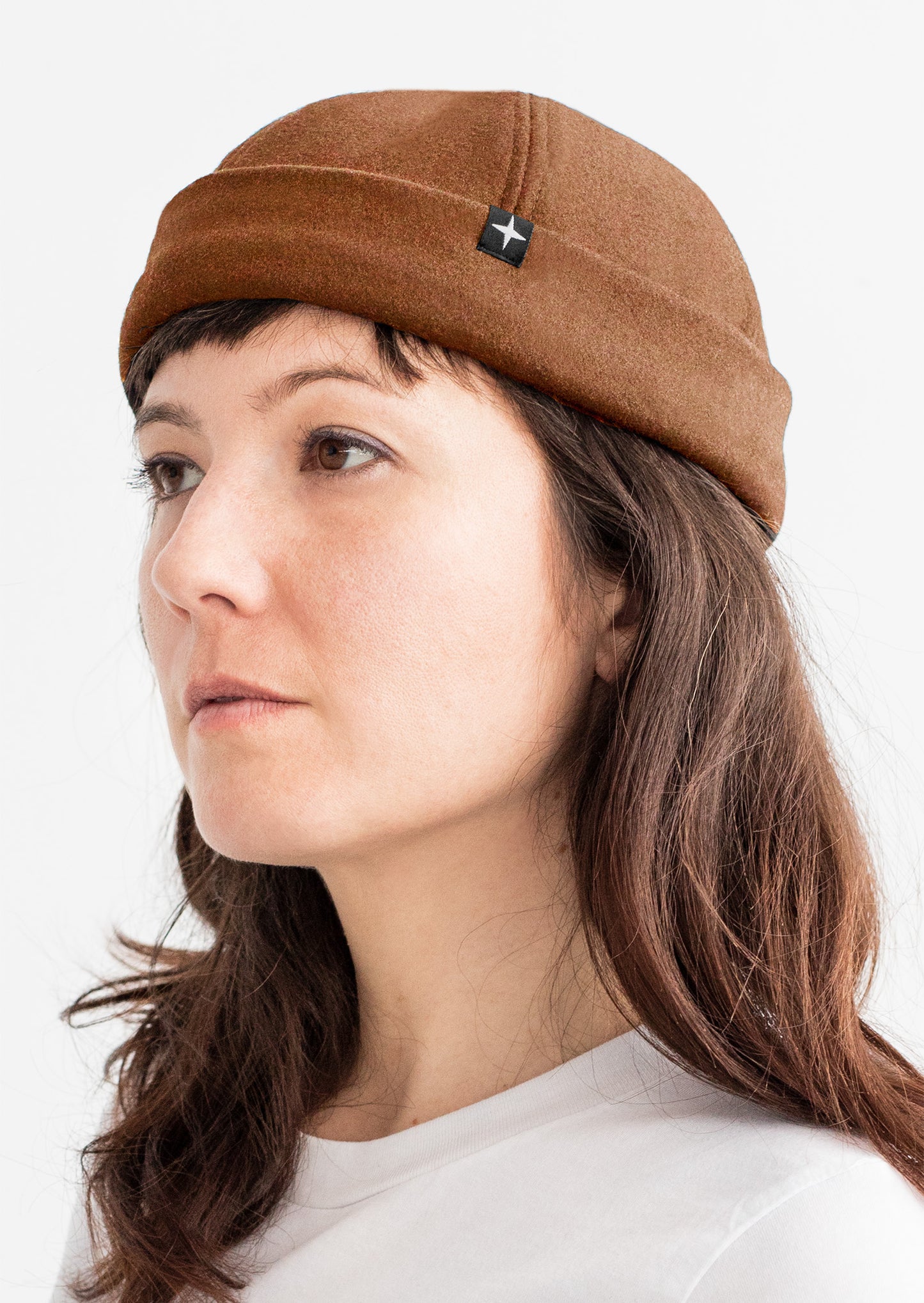 Woolen docker hat - cognac