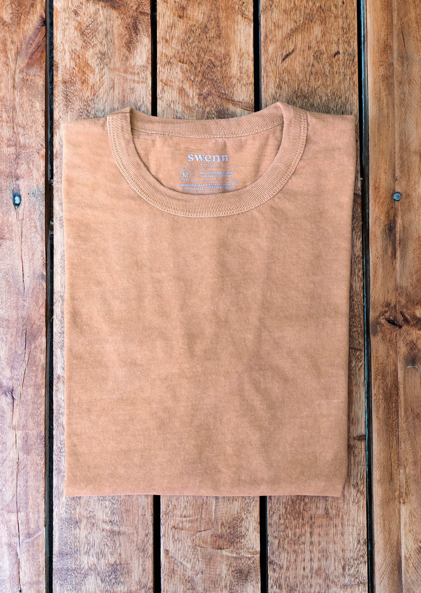 T-shirt délavé - coton biologique - amande