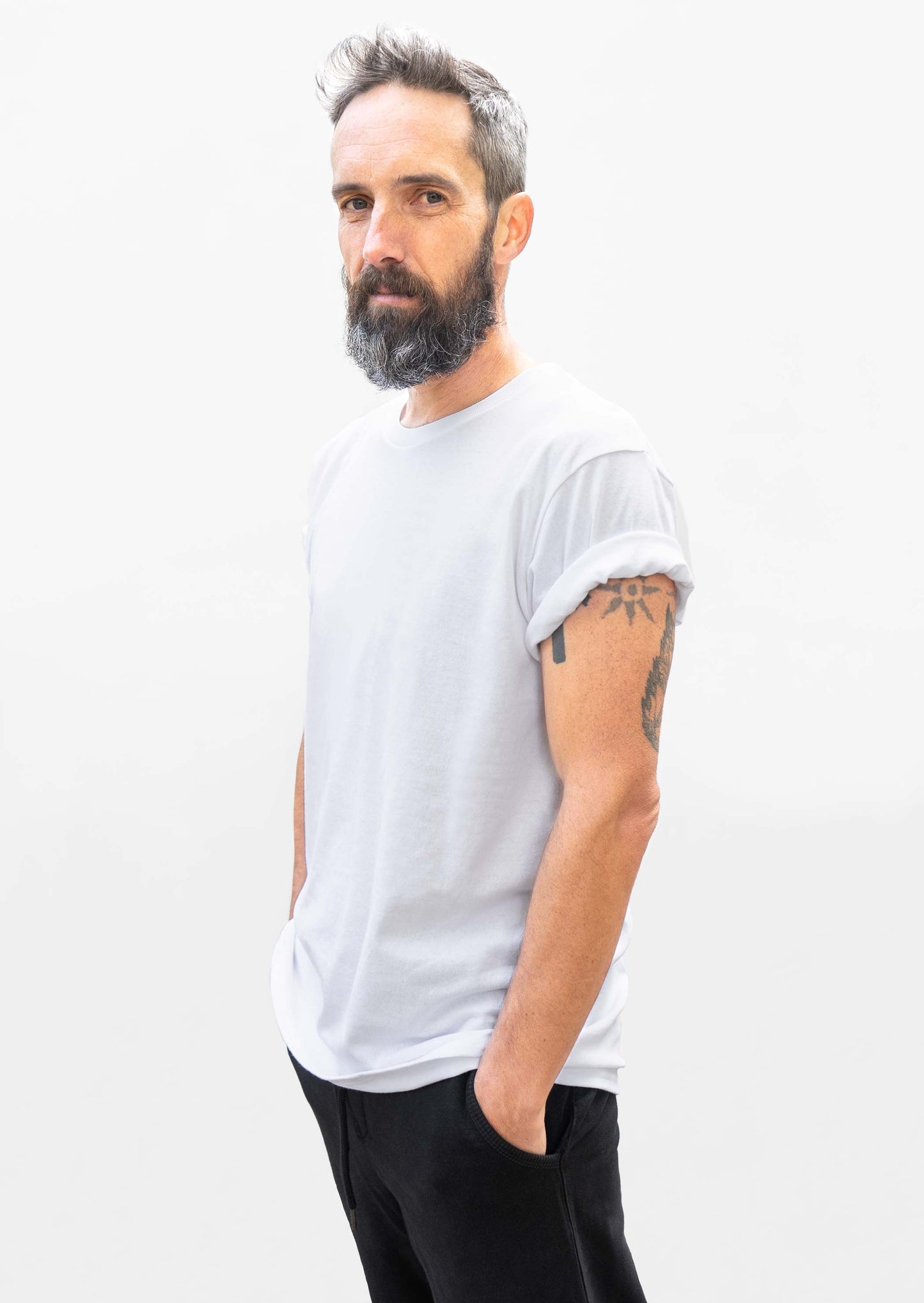 2 t-shirts unis - blanc et kaki