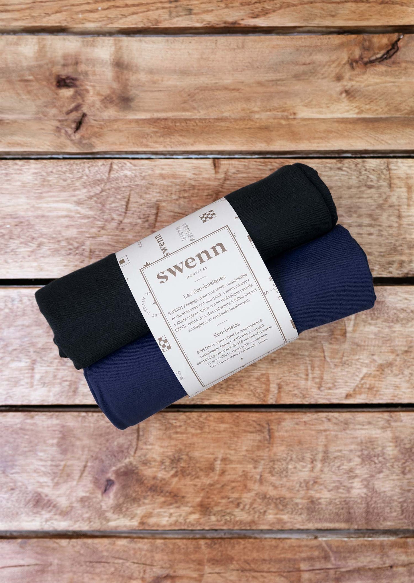 2 t-shirts unis - noir et bleu marine