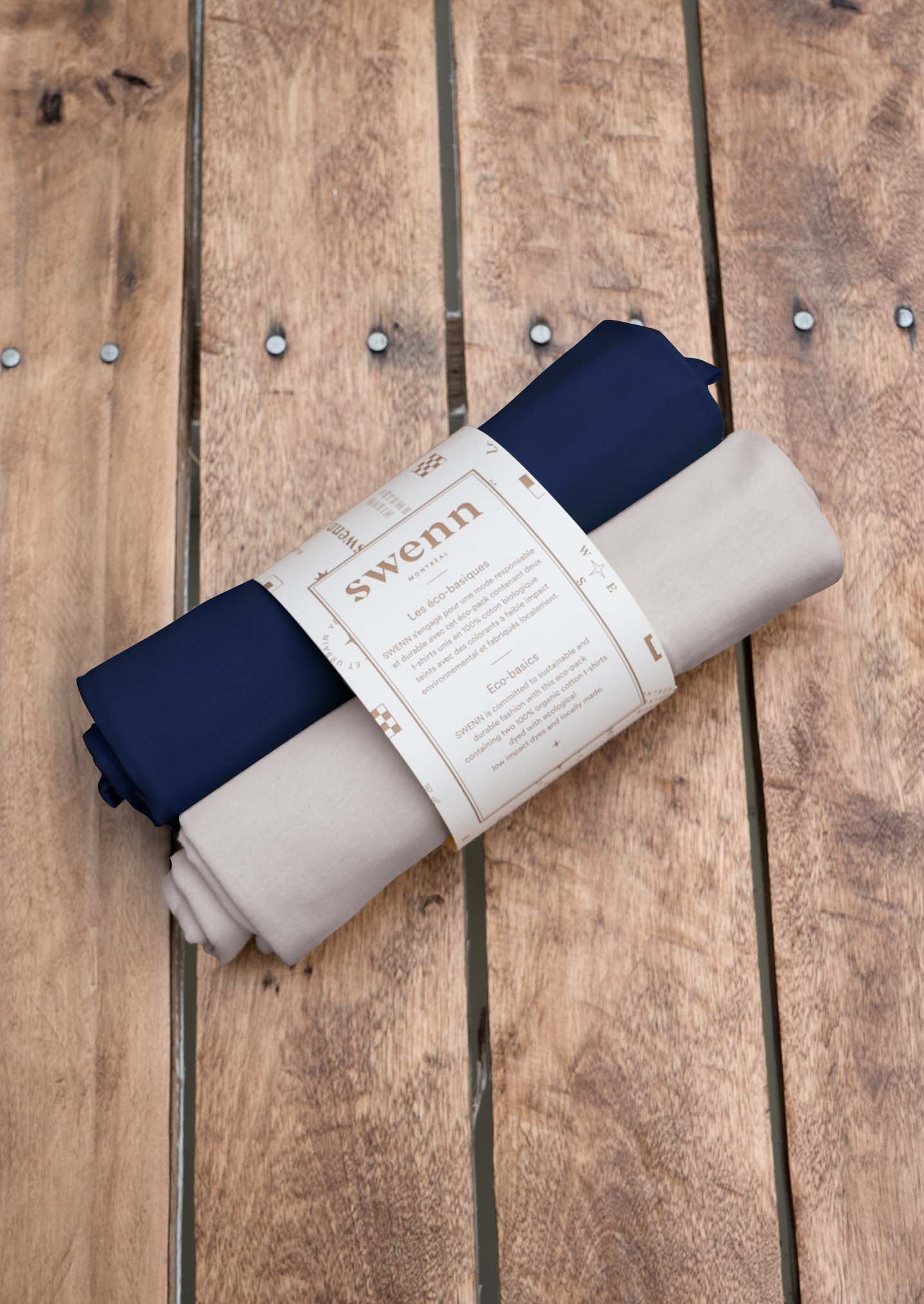 2 plain t-shirts - navy and natural