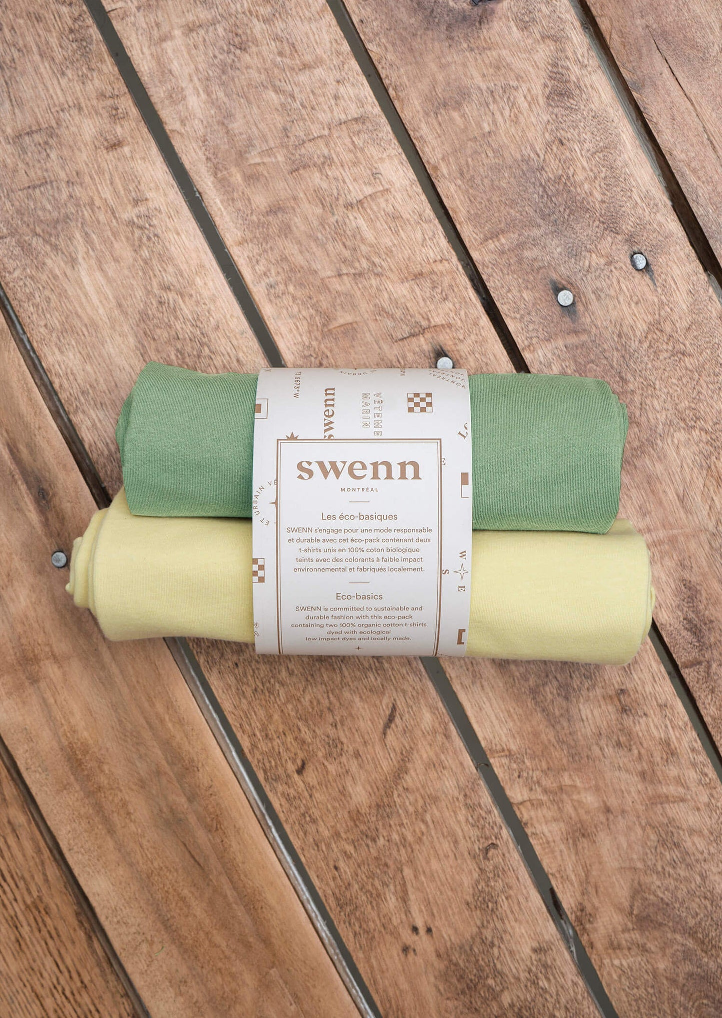 2 t-shirts lichen green - light yellow
