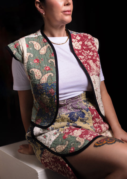 NEW Upcycled quilted vest - patchwork