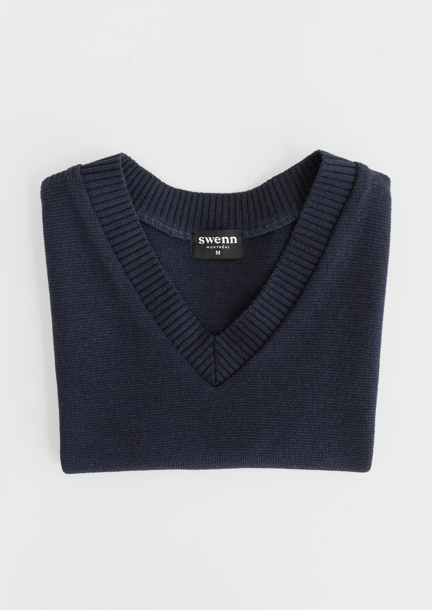 Crop V-neck vest sweater – navy