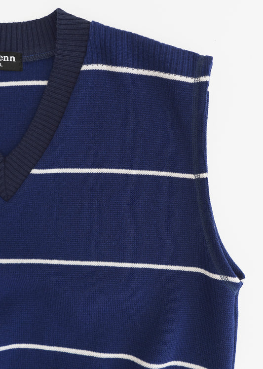 Crop V-neck vest sweater – stripy