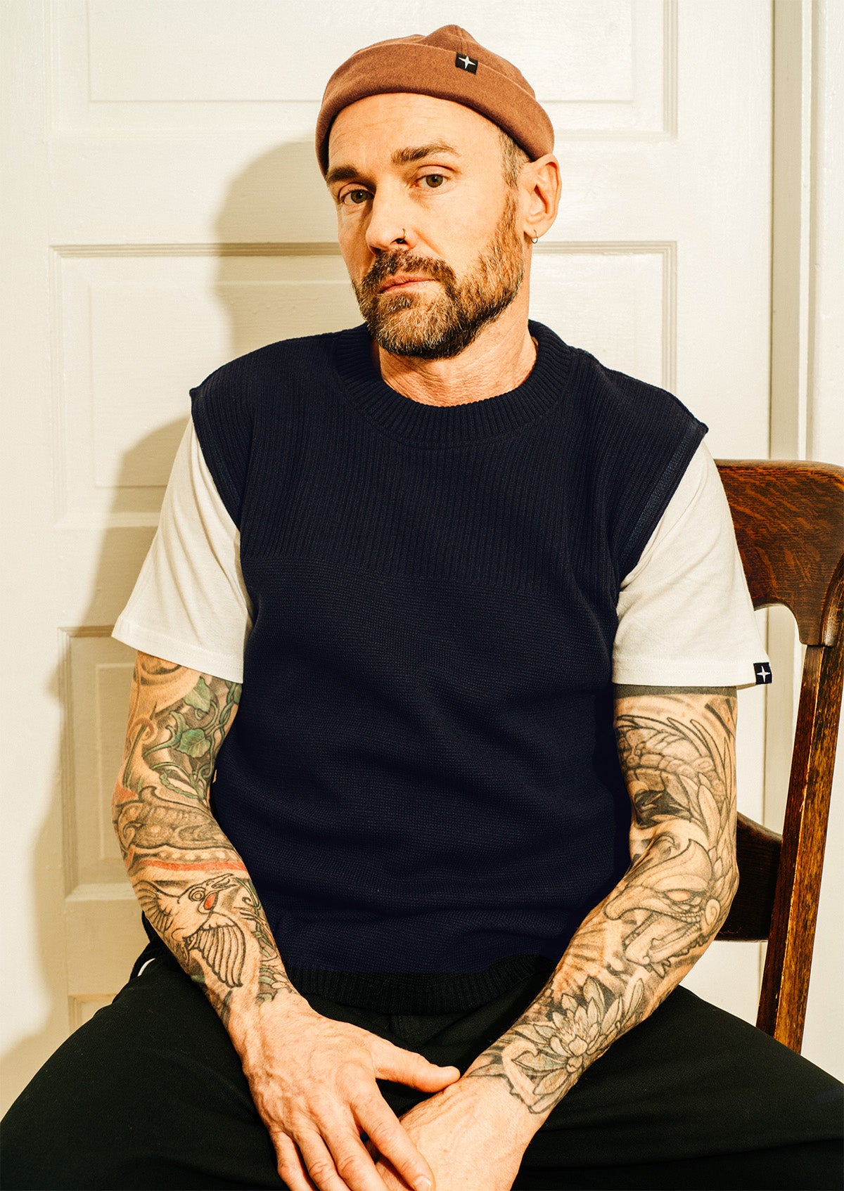 Woolen docker hat - cognac