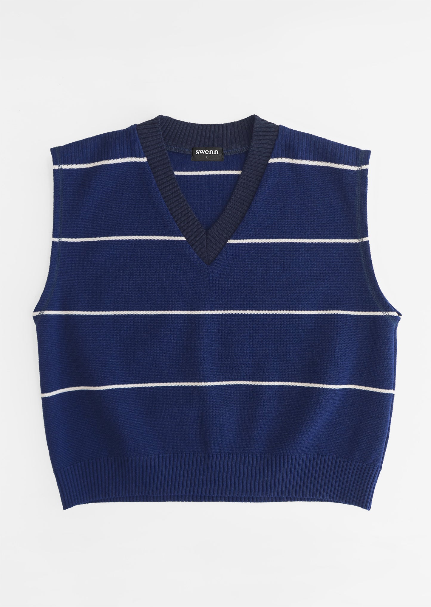 Crop V-neck vest sweater – stripy