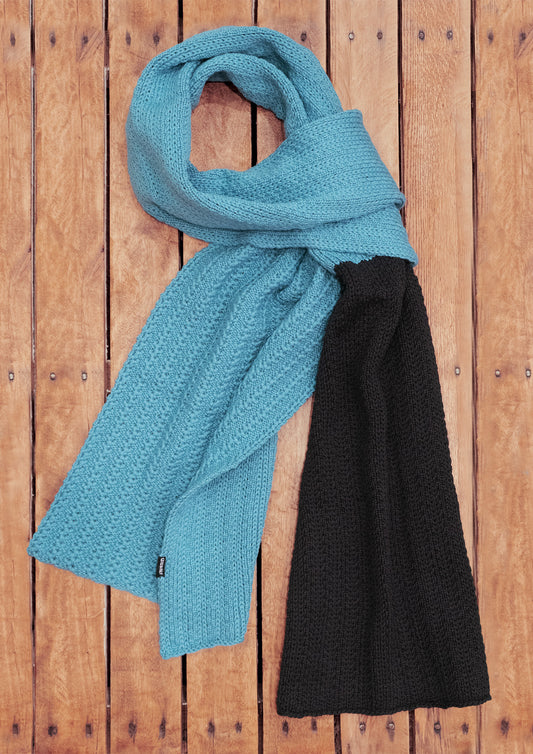 Long pure wool scarf - frosted blue