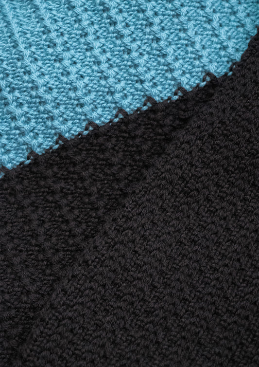 Grande écharpe pure laine - bleu givré