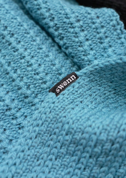 Pure wool scarf - frozen blue