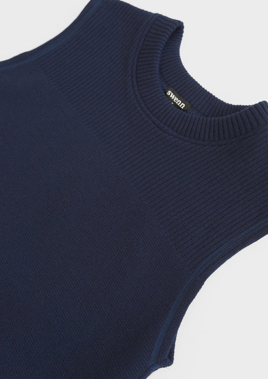 Crewneck vest sweater – navy