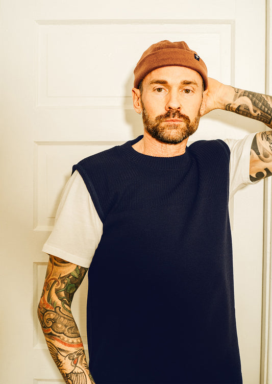 Crewneck vest sweater – navy