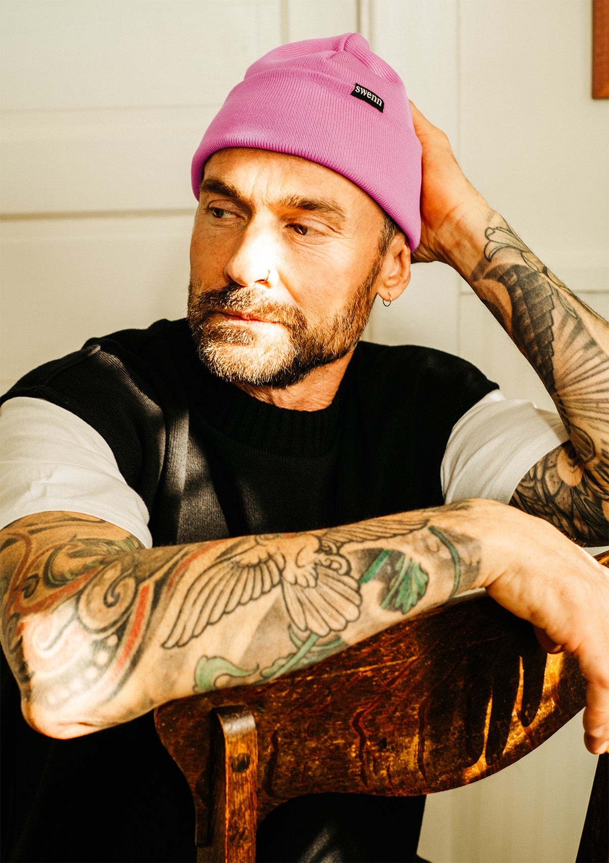 Crewneck vest sweater – black