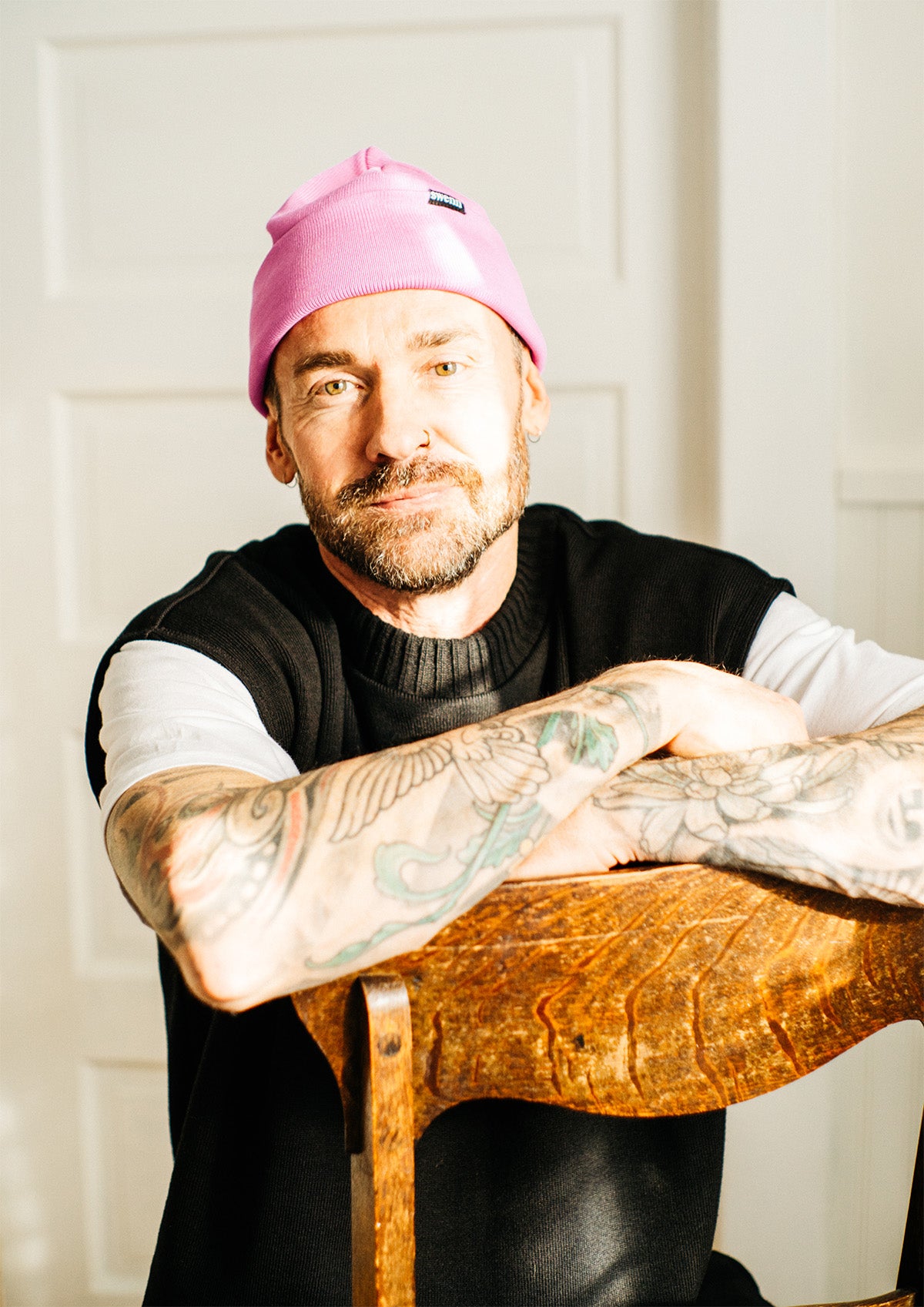 Crewneck vest sweater – black