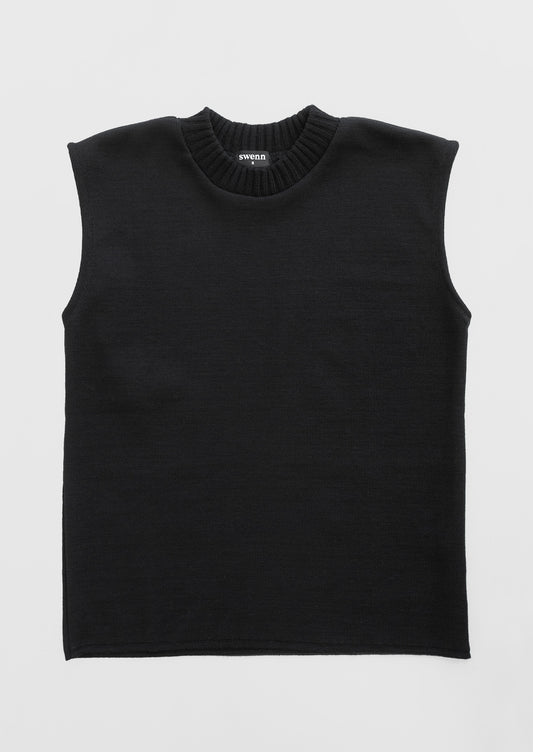 Crewneck vest sweater – black