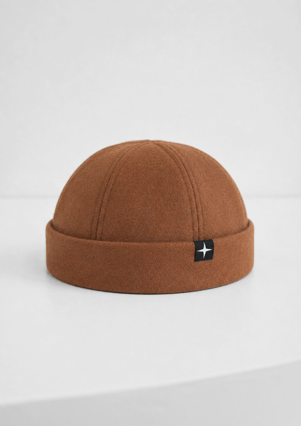 Woolen docker hat - cognac
